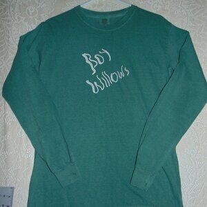 Boy Willows Comfort Colors T Shirt Men's Green Long Sleeve Small Cotton NWOT